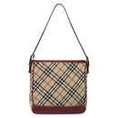 BURBERRY Nova Check Blue Label Shoulder Bag Canvas Beige Auth EC388-2