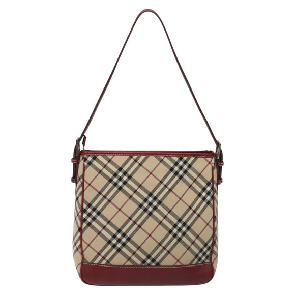 BURBERRY Nova Check Blue Label Shoulder Bag Canvas Beige Auth EC388
