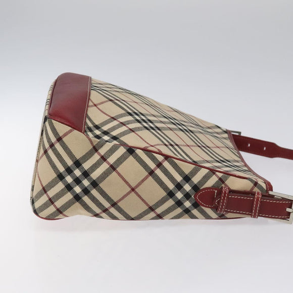 BURBERRY Nova Check Blue Label Shoulder Bag Canvas Beige Auth EC388