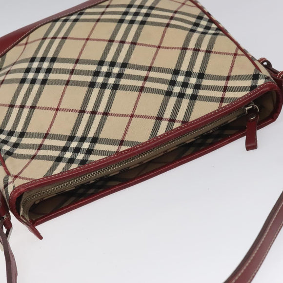 BURBERRY Nova Check Blue Label Shoulder Bag Canvas Beige Auth EC388