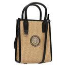 VERSACE Hand Bag Raffia 2way Beige Auth EC391A-1