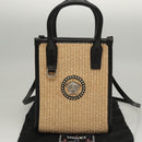VERSACE Hand Bag Raffia 2way Beige Auth EC391A-12