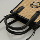 VERSACE Hand Bag Raffia 2way Beige Auth EC391A-6
