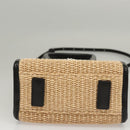 VERSACE Hand Bag Raffia 2way Beige Auth EC391V-5