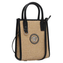 VERSACE Hand Bag Raffia 2way Beige Auth EC392AV-1