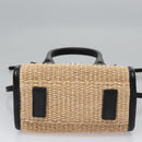 VERSACE Hand Bag Raffia 2way Beige Auth EC393V-5