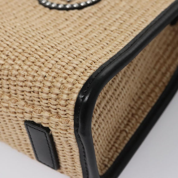 VERSACE Hand Bag Raffia 2way Beige Auth EC393A