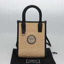 VERSACE Hand Bag Raffia 2way Beige Auth EC393A-12