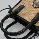VERSACE Hand Bag Raffia 2way Beige Auth EC393V-6