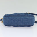 VERSACE Shoulder Bag Denim Blue Gold Auth EC394V-5