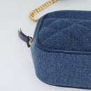 VERSACE Shoulder Bag Denim Blue Gold Auth EC394A-10