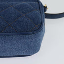VERSACE Shoulder Bag Denim Blue Gold Auth EC394A-14