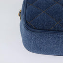 VERSACE Shoulder Bag Denim Blue Gold Auth EC394A-15