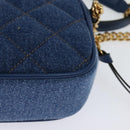 VERSACE Shoulder Bag Denim Blue Gold Auth EC394A-16