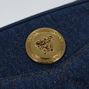 VERSACE Shoulder Bag Denim Blue Gold Auth EC394V-17