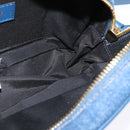 VERSACE Shoulder Bag Denim Blue Gold Auth EC394V-19