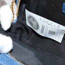 VERSACE Shoulder Bag Denim Blue Gold Auth EC394A-20