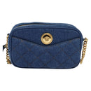 VERSACE Shoulder Bag Denim Blue Gold Auth EC394A-13