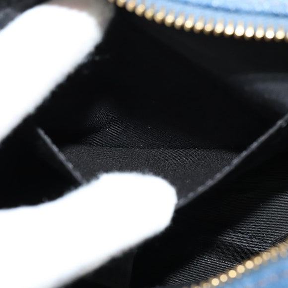 VERSACE Shoulder Bag Denim Blue Gold Auth EC394A