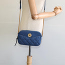 VERSACE Shoulder Bag Denim Blue Gold Auth EC394A-22
