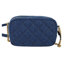 VERSACE Shoulder Bag Denim Blue Gold Auth EC394A-2