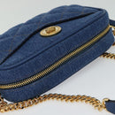 VERSACE Shoulder Bag Denim Blue Gold Auth EC394V-6