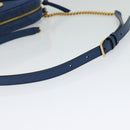 VERSACE Shoulder Bag Denim Blue Gold Auth EC394A-7