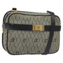 Christian Dior Honeycomb Canvas Shoulder Bag Gold Navy Auth EC396-1