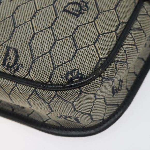 Christian Dior Honeycomb Canvas Shoulder Bag Gold Navy Auth EC396