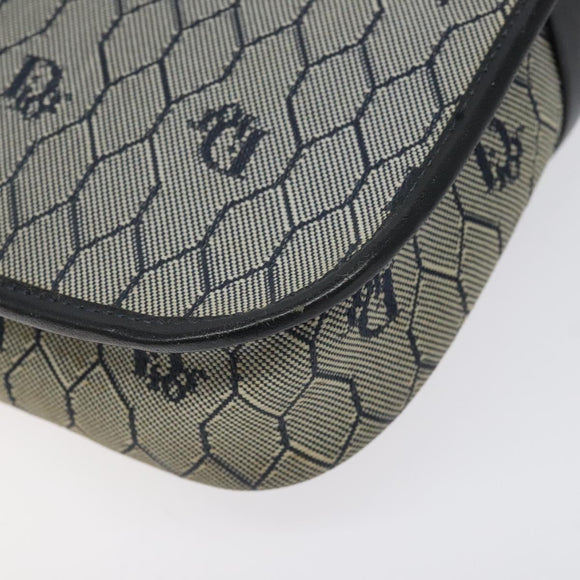 Christian Dior Honeycomb Canvas Shoulder Bag Gold Navy Auth EC396