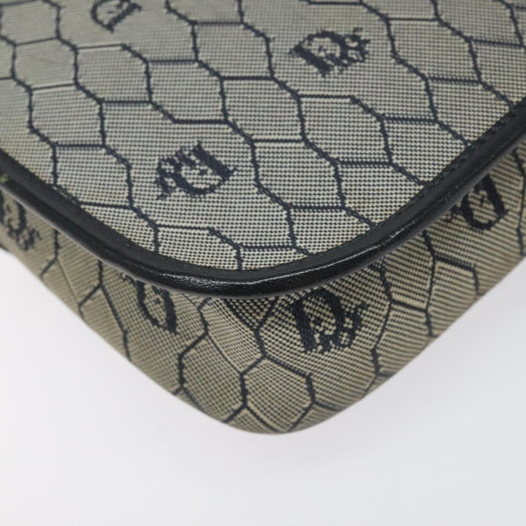 Christian Dior Honeycomb Canvas Shoulder Bag Gold Navy Auth EC396