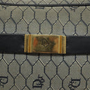 Christian Dior Honeycomb Canvas Shoulder Bag Gold Navy Auth EC396-9