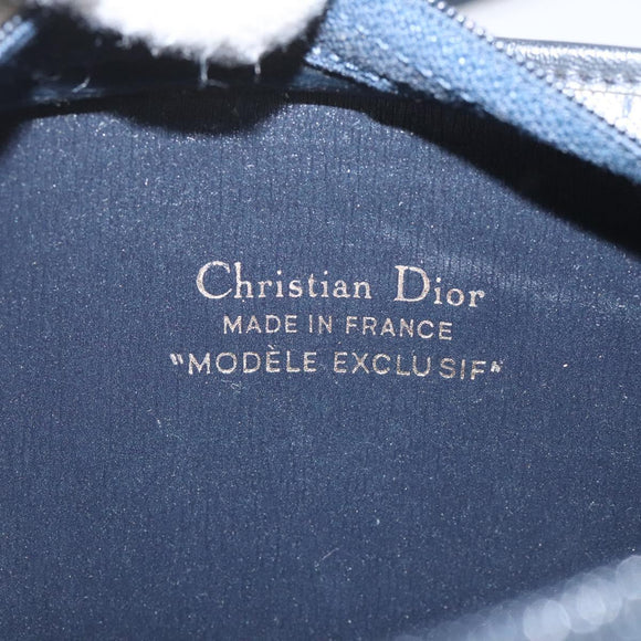 Christian Dior Honeycomb Canvas Shoulder Bag Gold Navy Auth EC396