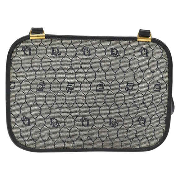 Christian Dior Honeycomb Canvas Shoulder Bag Gold Navy Auth EC396