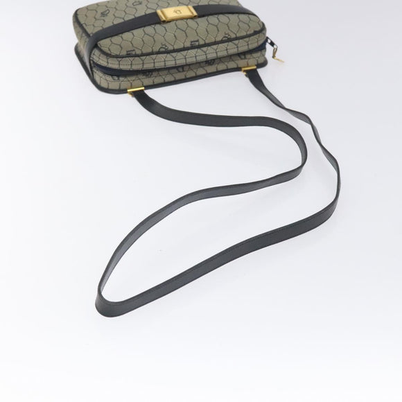 Christian Dior Honeycomb Canvas Shoulder Bag Gold Navy Auth EC396