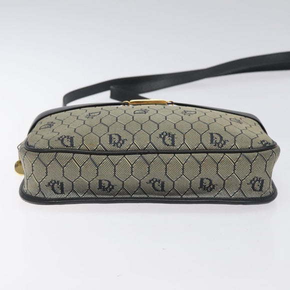 Christian Dior Honeycomb Canvas Shoulder Bag Gold Navy Auth EC396