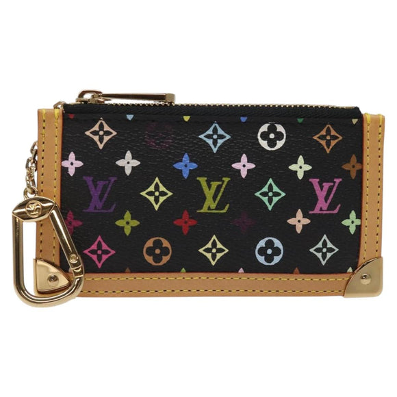 LOUIS VUITTON Monogram Multicolor Pochette Cles Purse Black M92654 Auth EC410SV