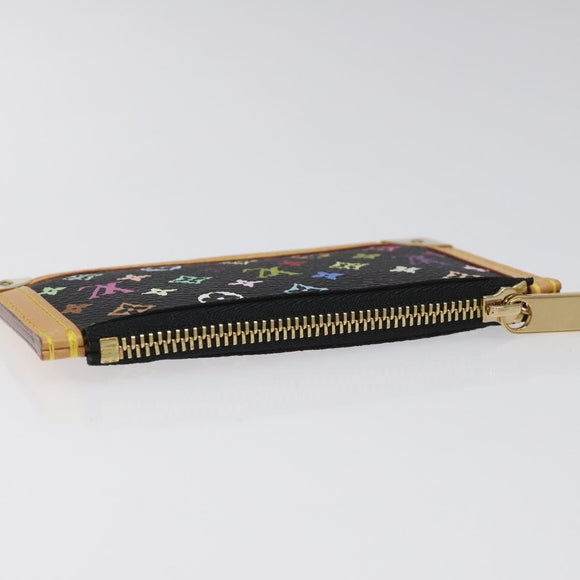 LOUIS VUITTON Monogram Multicolor Pochette Cles Purse Black M92654 Auth EC410SV