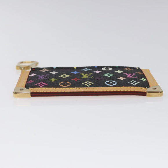 LOUIS VUITTON Monogram Multicolor Pochette Cles Purse Black M92654 Auth EC410SV