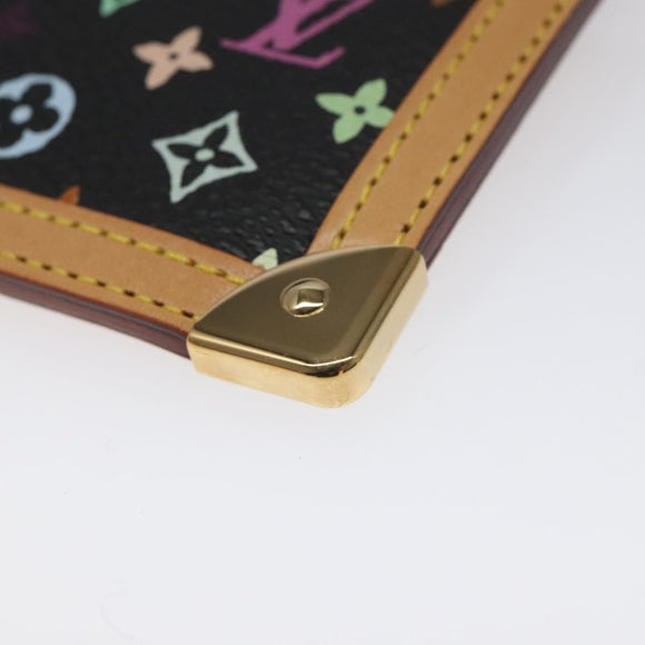 LOUIS VUITTON Monogram Multicolor Pochette Cles Purse Black M92654 Auth EC410SV