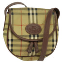 Burberrys Nova Check Shoulder Bag PVC Leather Beige Auth EC421-1