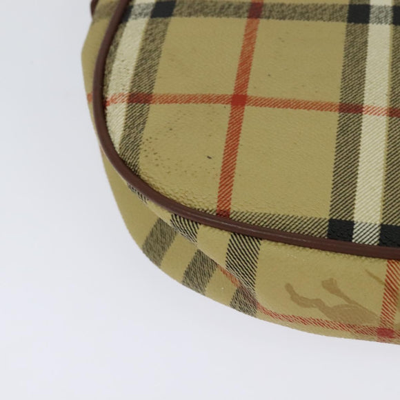 Burberrys Nova Check Shoulder Bag PVC Leather Beige Auth EC421