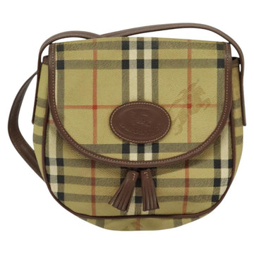 Burberrys Nova Check Shoulder Bag PVC Leather Beige Auth EC421 - 0