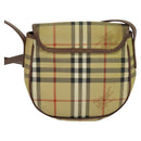 Burberrys Nova Check Shoulder Bag PVC Leather Beige Auth EC421-3