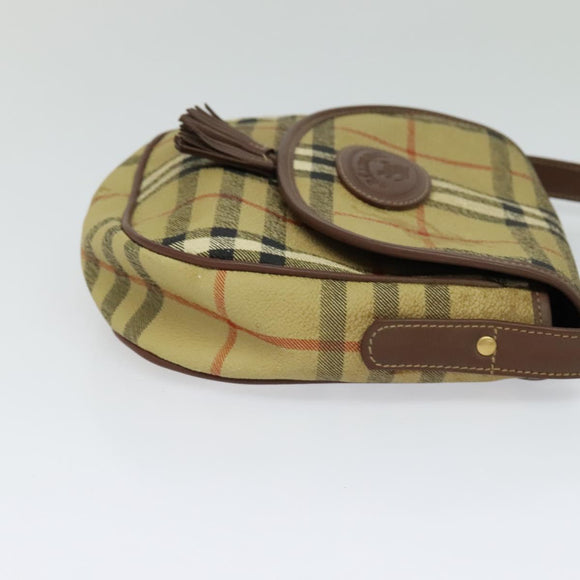 Burberrys Nova Check Shoulder Bag PVC Leather Beige Auth EC421