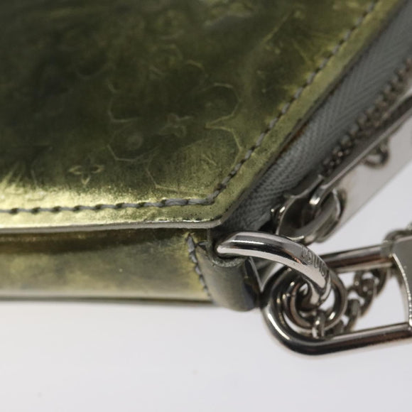 LOUIS VUITTON Vernis Porte Monnaie Flocon Coin Purse Silver M58218 LV Auth EC425