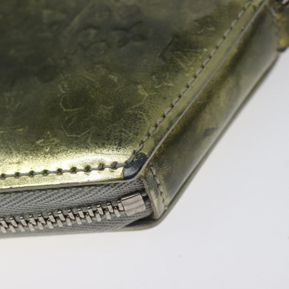 LOUIS VUITTON Vernis Porte Monnaie Flocon Coin Purse Silver M58218 LV Auth EC425