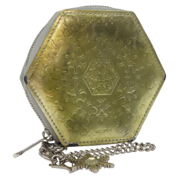 LOUIS VUITTON Vernis Porte Monnaie Flocon Coin Purse Silver M58218 LV Auth EC425