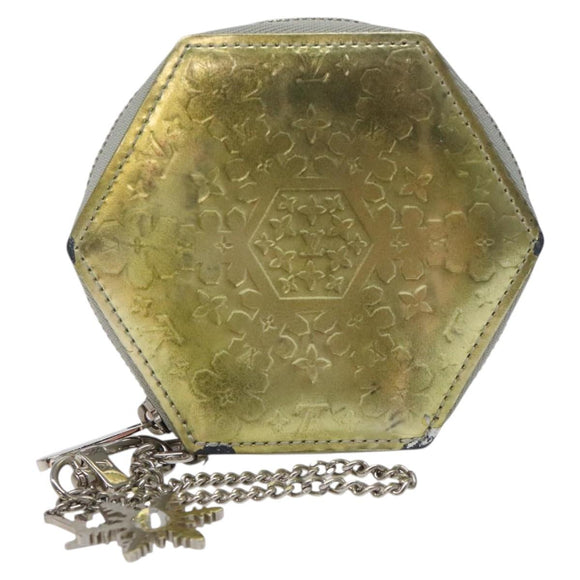 LOUIS VUITTON Vernis Porte Monnaie Flocon Coin Purse Silver M58218 LV Auth EC425