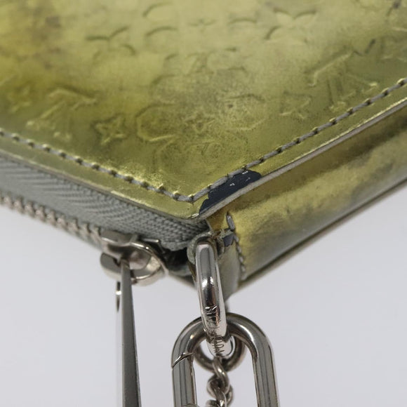 LOUIS VUITTON Vernis Porte Monnaie Flocon Coin Purse Silver M58218 LV Auth EC425
